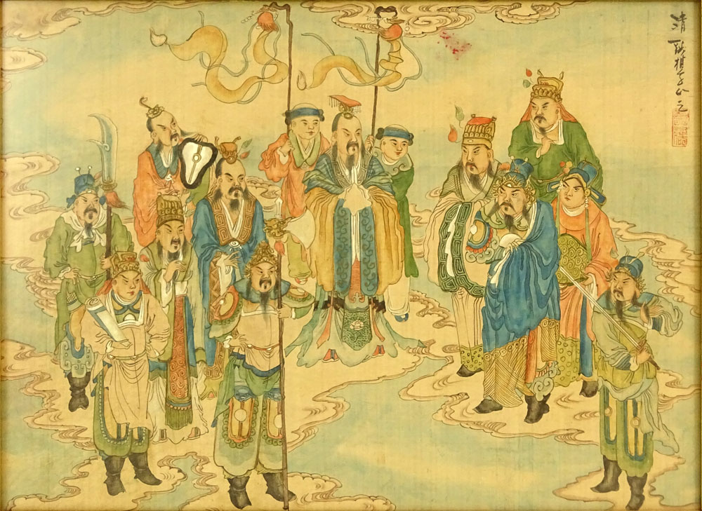 Collection of Twelve (12) 20th Century Chinese Watercolors on Silk.