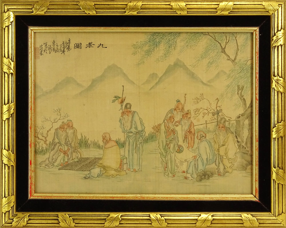 Collection of Twelve (12) 20th Century Chinese Watercolors on Silk.