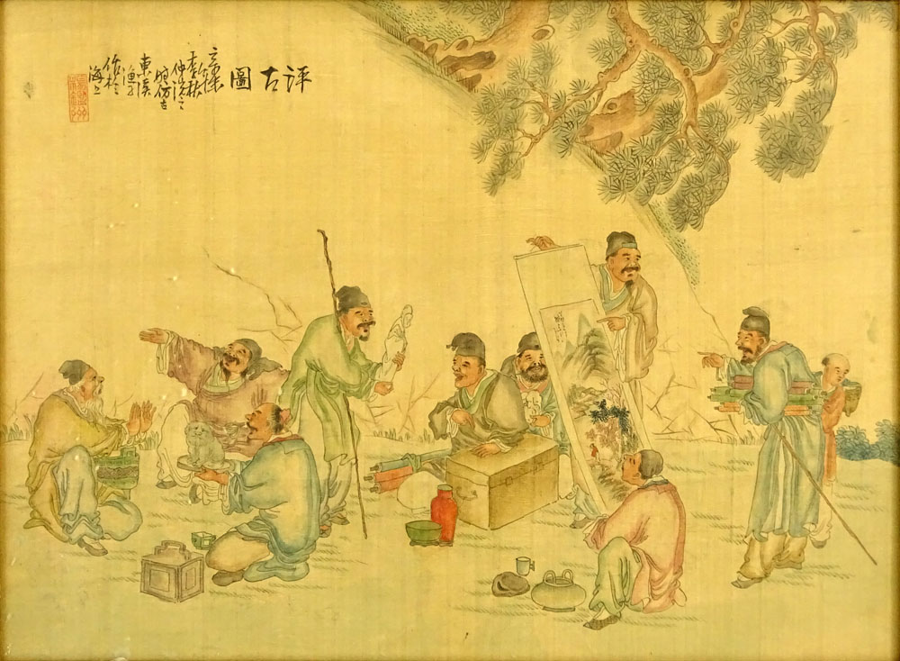 Collection of Twelve (12) 20th Century Chinese Watercolors on Silk.