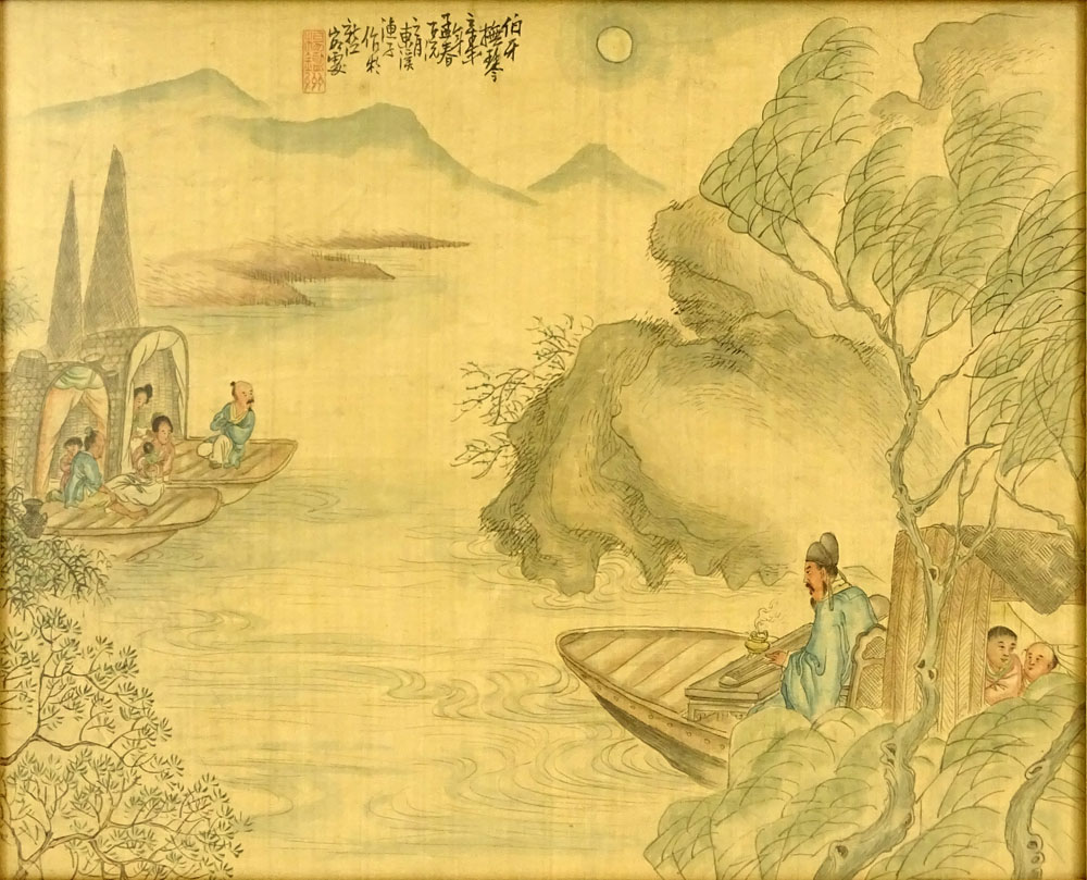 Collection of Twelve (12) 20th Century Chinese Watercolors on Silk.