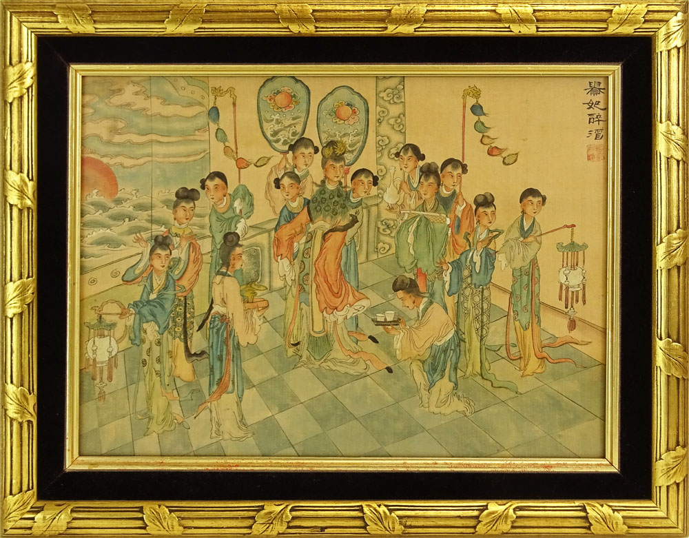 Collection of Twelve (12) 20th Century Chinese Watercolors on Silk.