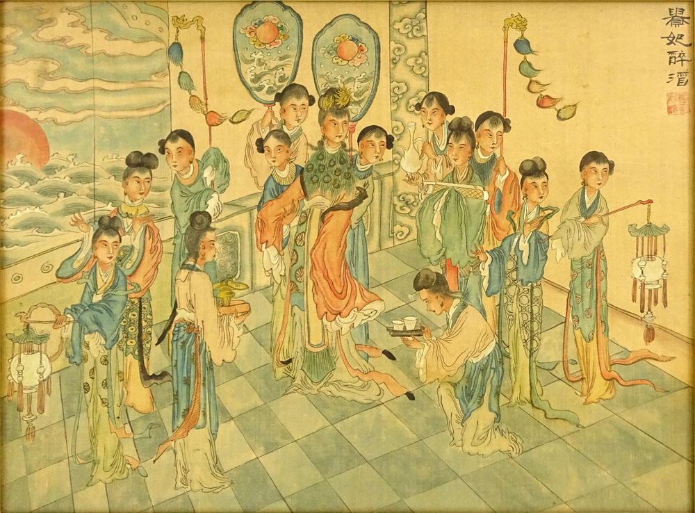 Collection of Twelve (12) 20th Century Chinese Watercolors on Silk.