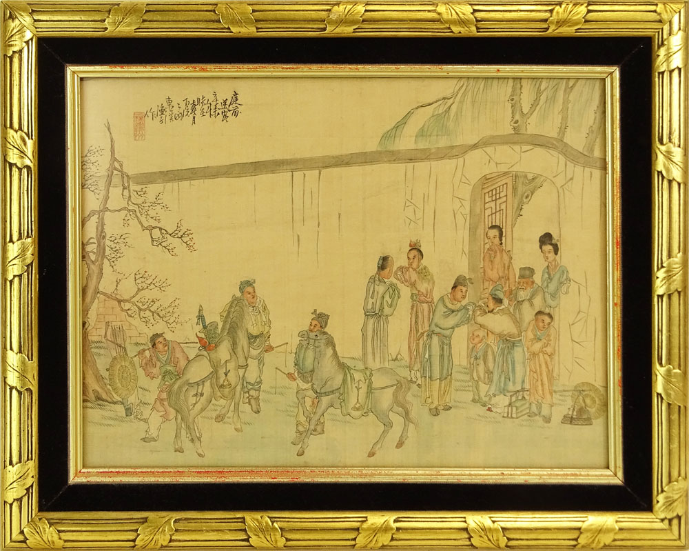 Collection of Twelve (12) 20th Century Chinese Watercolors on Silk.