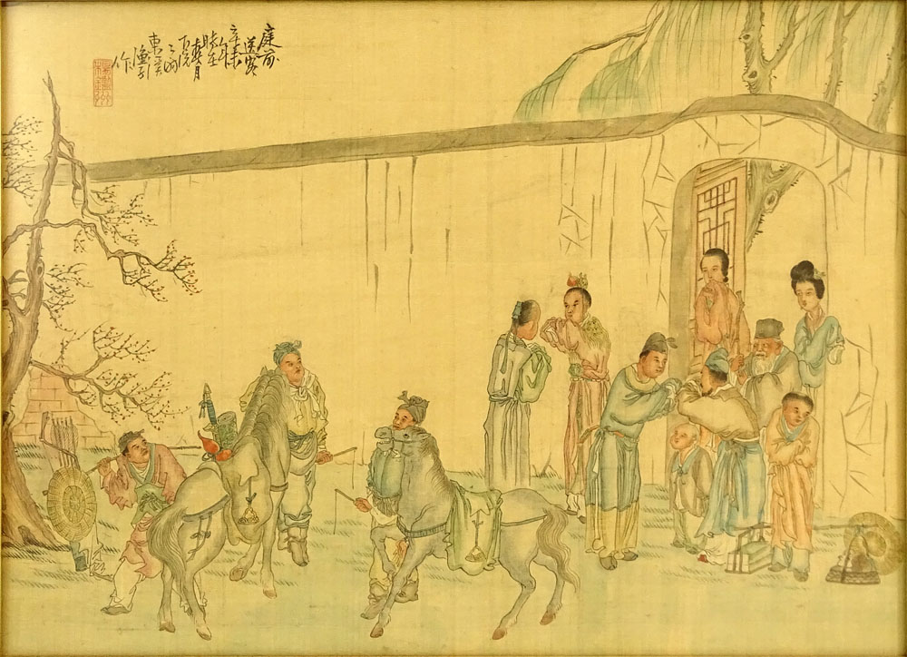 Collection of Twelve (12) 20th Century Chinese Watercolors on Silk.