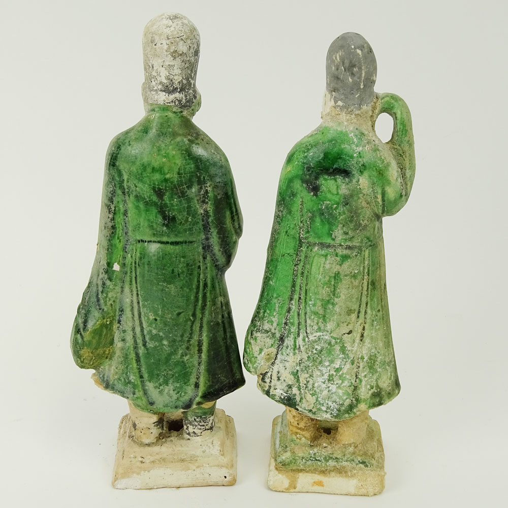Two (2) Chinese Ming Dynasty Glazed Pottery Figures.