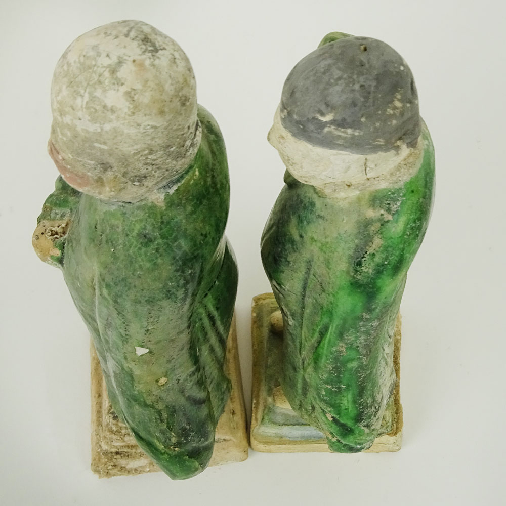 Two (2) Chinese Ming Dynasty Glazed Pottery Figures.