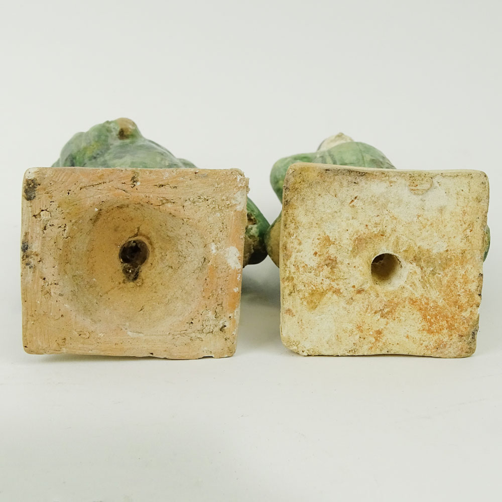 Two (2) Chinese Ming Dynasty Glazed Pottery Figures.