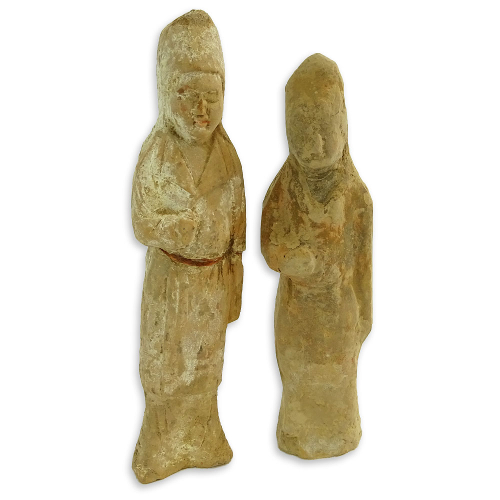 Two (2) Chinese Tang Dynasty Glazed Pottery Figures. Both with COA
