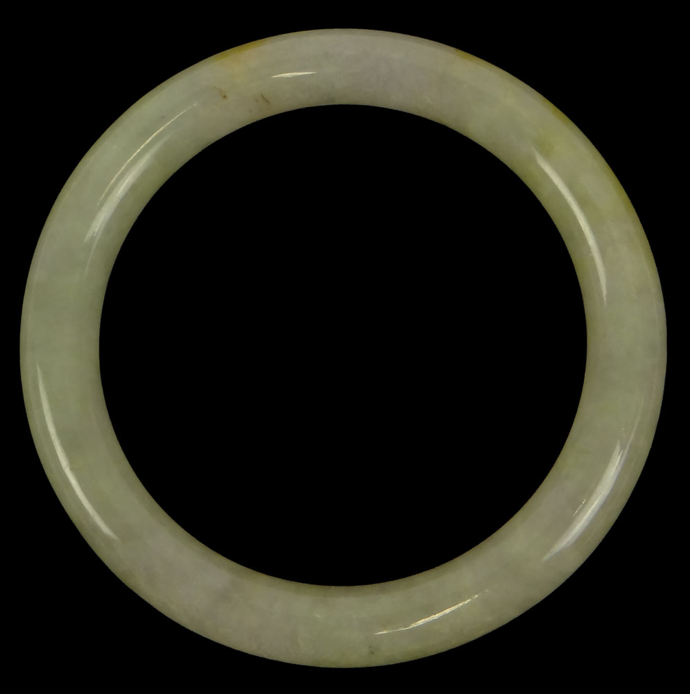 Chinese Mottled Celadon Jade Bangle Bracelet.