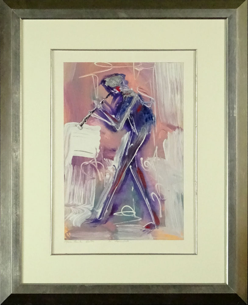 Jean-Claude Gaugy, French (b. 1944) Gouache on paper "Le Clarinetist".