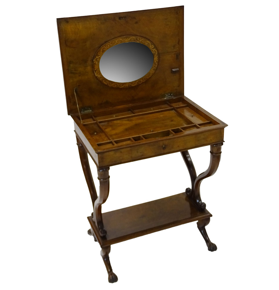 18/19th C French Inlaid Mahogany Sewing Table.