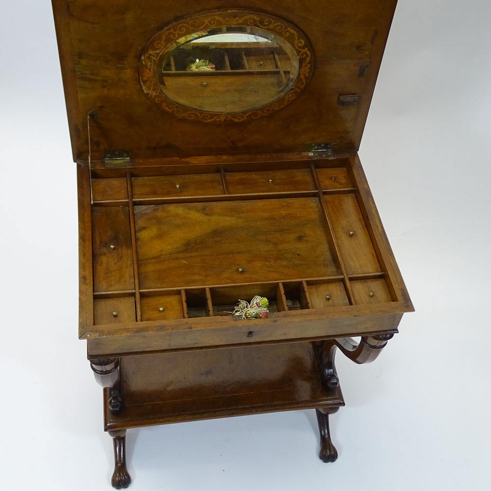 18/19th C French Inlaid Mahogany Sewing Table.