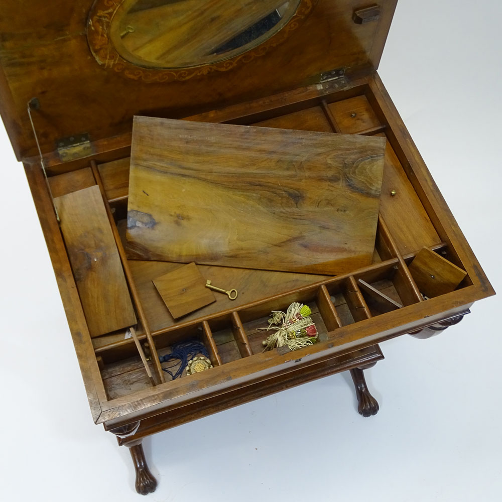 18/19th C French Inlaid Mahogany Sewing Table.