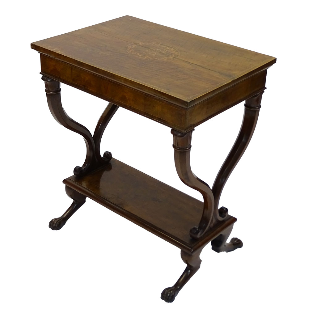18/19th C French Inlaid Mahogany Sewing Table.