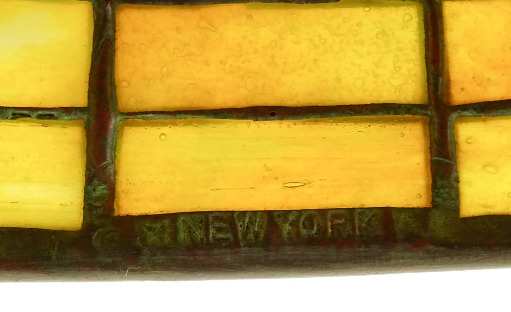 Tiffany Studios Table Lamp with Acorn Shade on Gilt Bronze Mushroom Base and Rare Spider Finial.