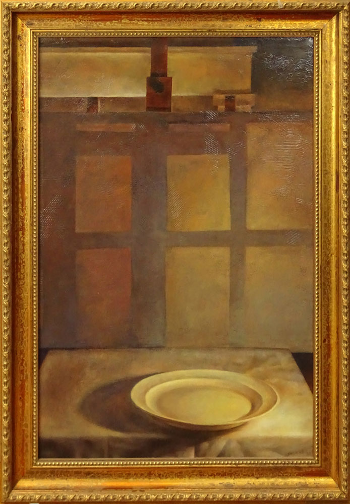 Circa 1998 Surrealist Oil on Canvas "Assiette N 2" 
