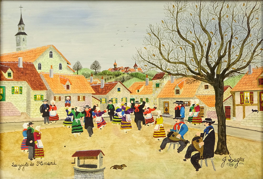 Jean-Pierre Lagrue, French (b.1939) Oil on panel "Les gojet de St Armand".
