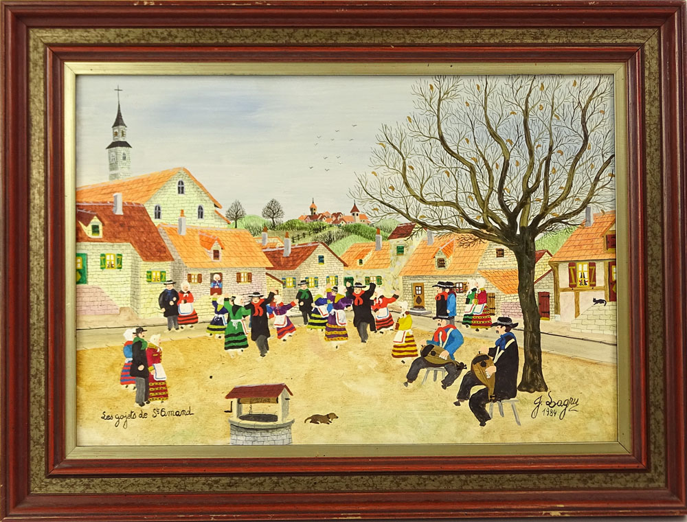 Jean-Pierre Lagrue, French (b.1939) Oil on panel "Les gojet de St Armand".