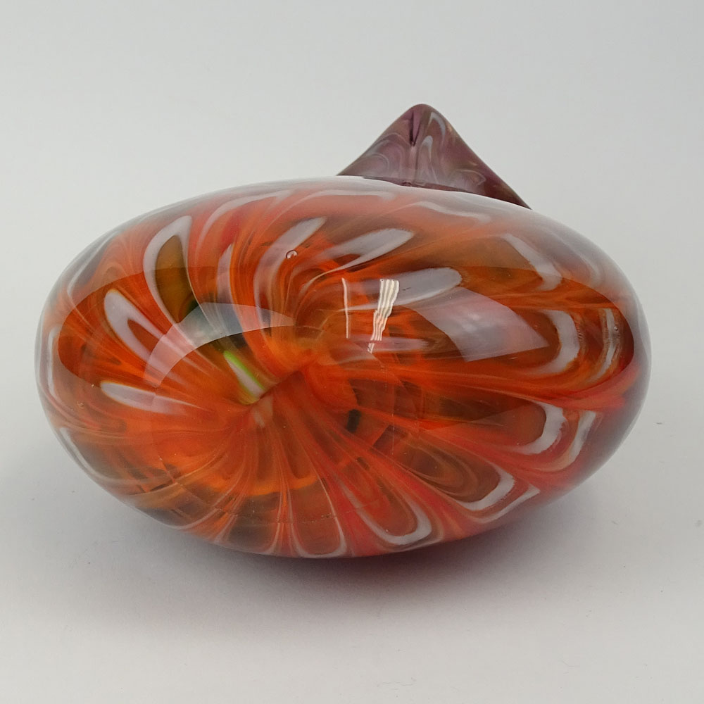 Vintage Art Glass Vase. Possibly Murano. Multi-colored with metallic flakes.