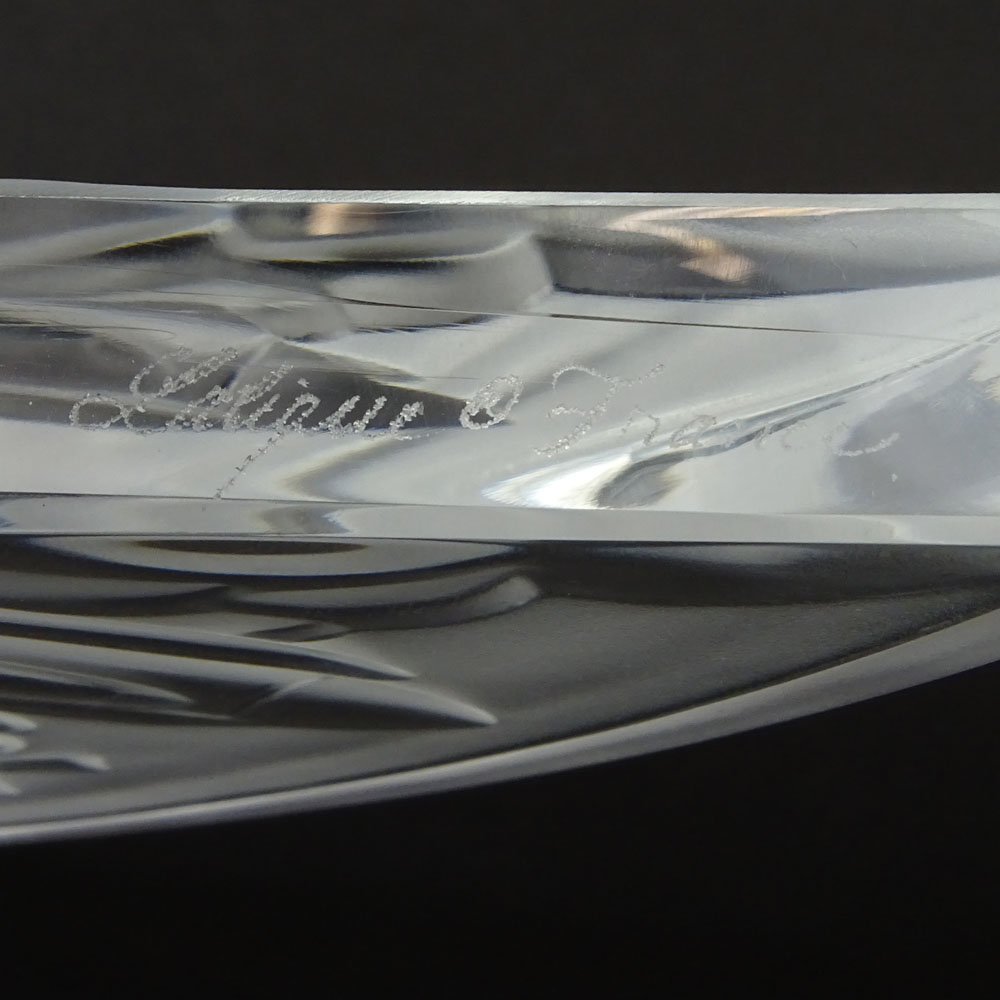 Lalique Commemorative Glass Table Top Plaque on Stand "500th Anniversary of the Discovery of American by Christopher Columbus.