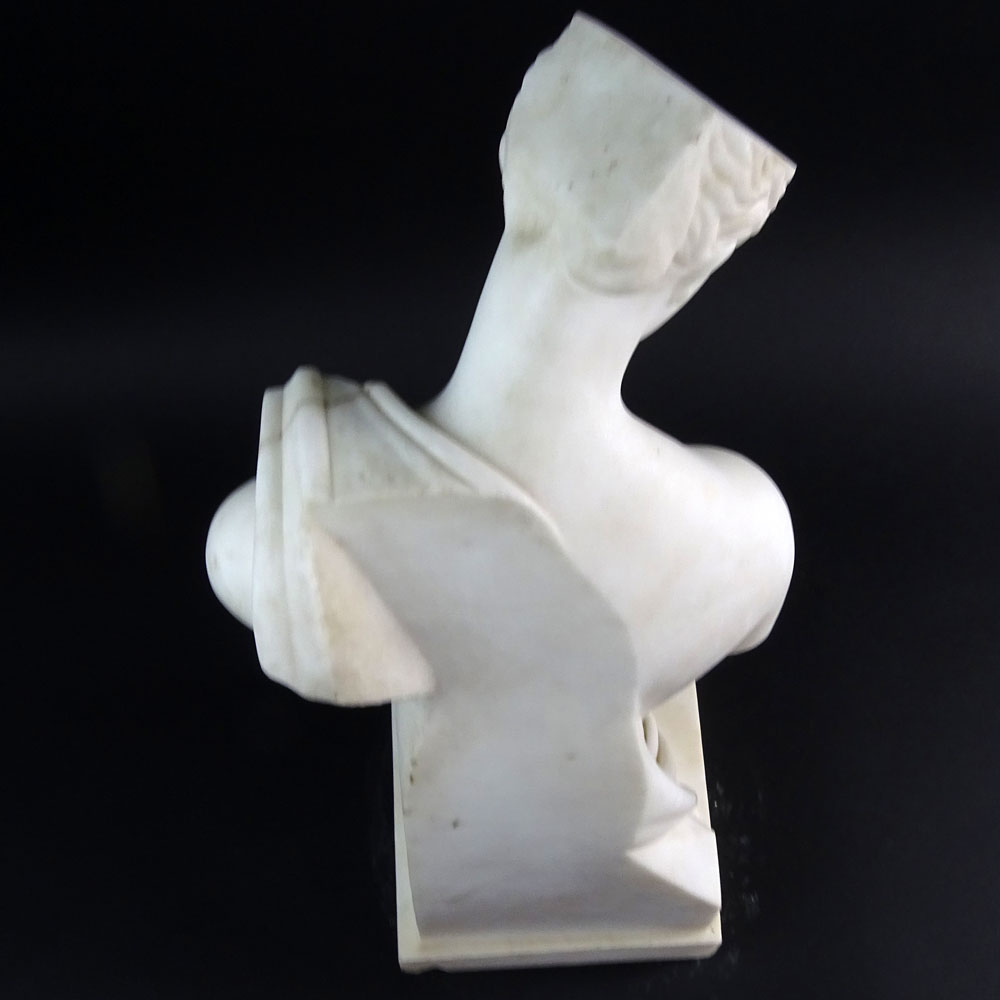 Mid 20th Century Carved Marble Classical Figure. Unsigned. Minor losses at base.