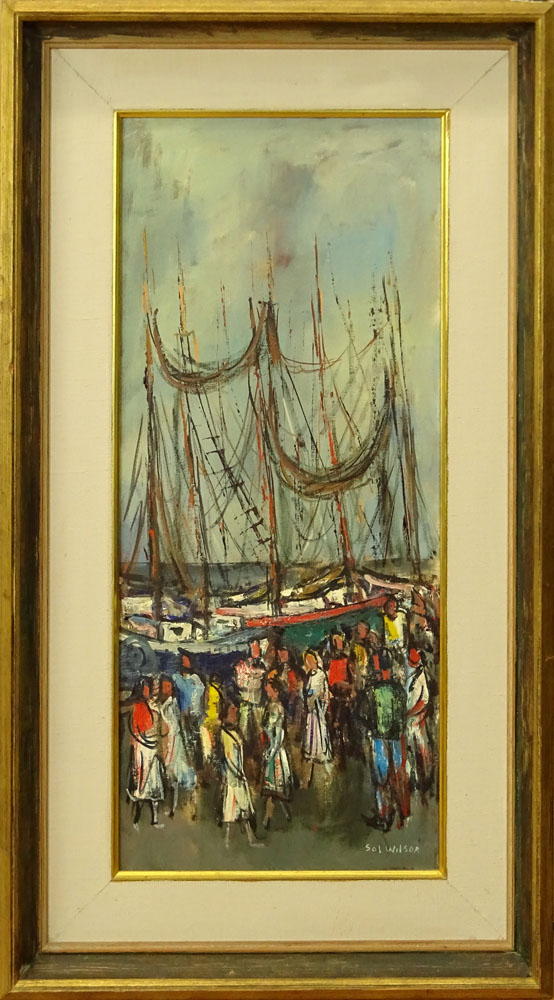 Sol Wilson, American/Polish (1894-1974) Oil on canvas "Fleet At Pier" 