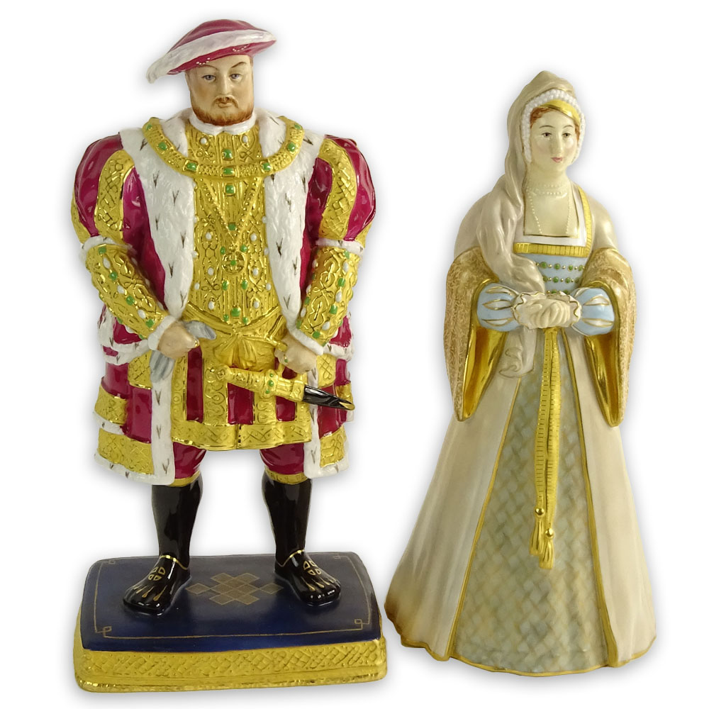 Two (2) Royal Worcester Porcelain Figurines "Henry Vlll & Anne Boleyn" 