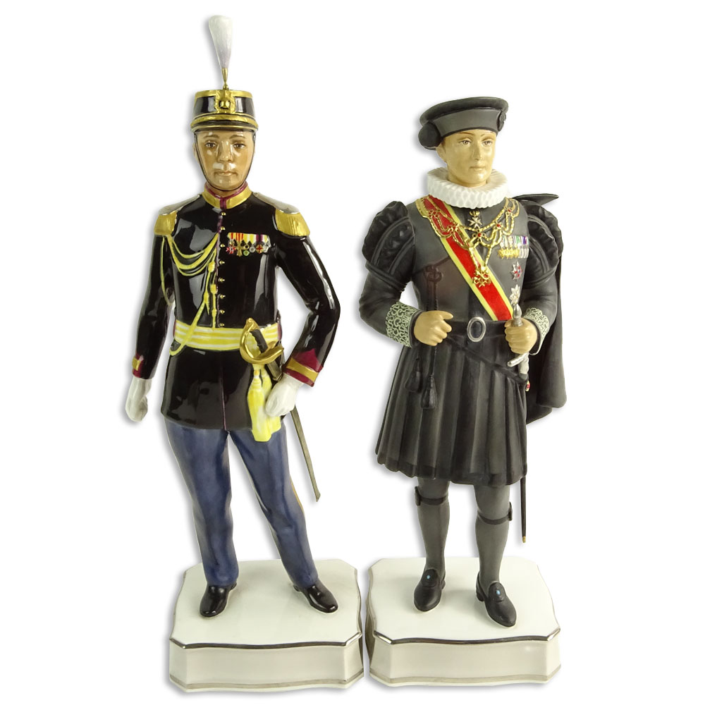 Collection of Two (2) Royal Worcester Porcelain Figurines. From The Papal Series "An Officer Of The Palatine Guard"