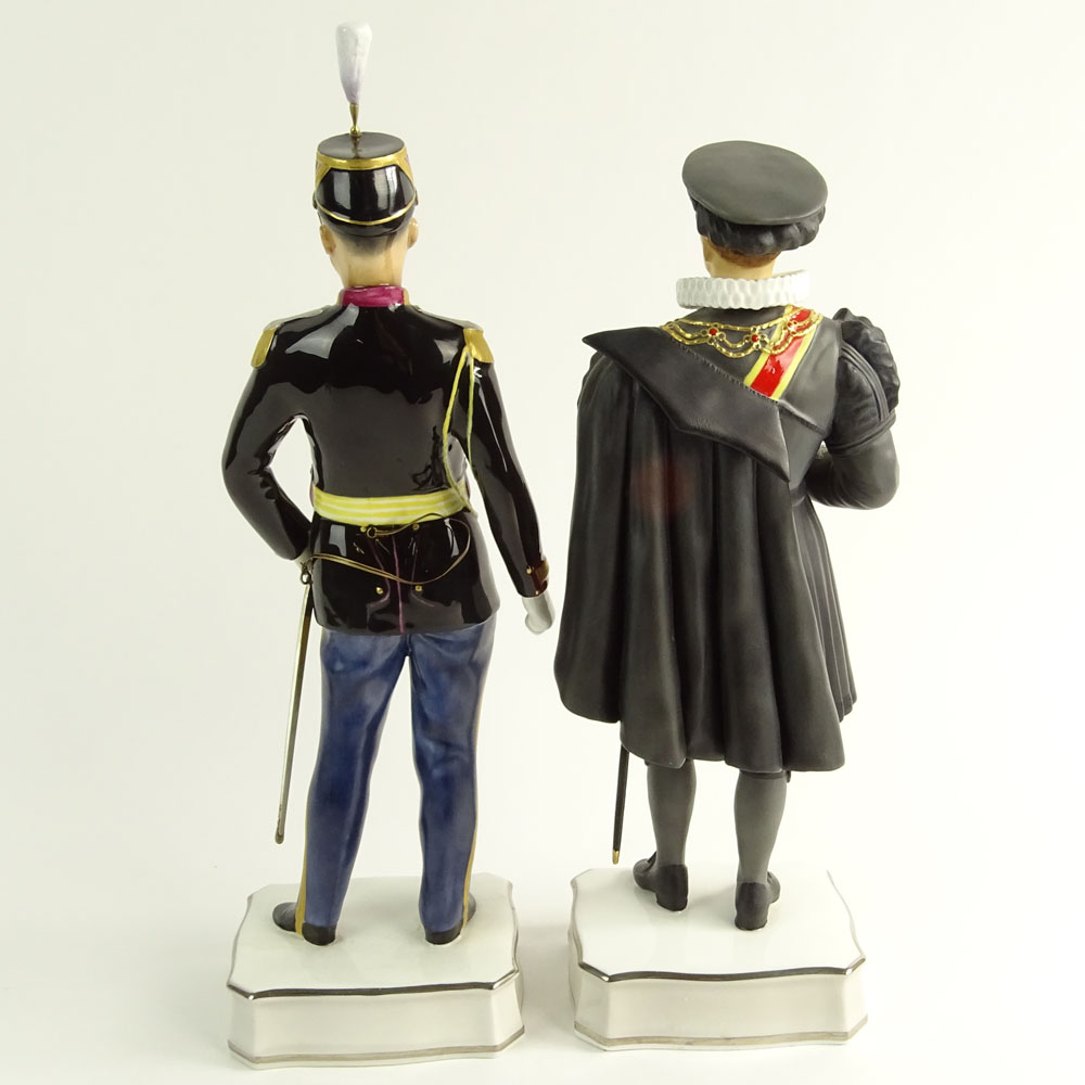 Collection of Two (2) Royal Worcester Porcelain Figurines. From The Papal Series "An Officer Of The Palatine Guard"
