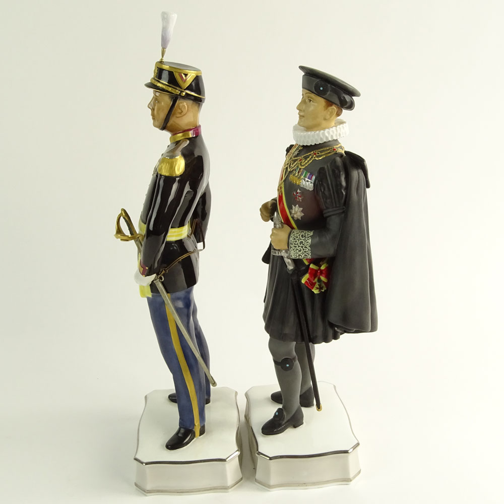 Collection of Two (2) Royal Worcester Porcelain Figurines. From The Papal Series "An Officer Of The Palatine Guard"