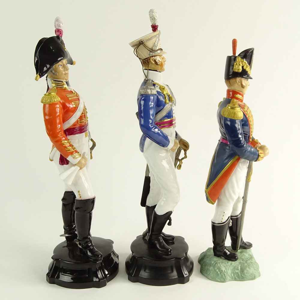 Three (3) Royal Worcester Porcelain Figurines. "Officer of the 3rd Dragoon Guards"