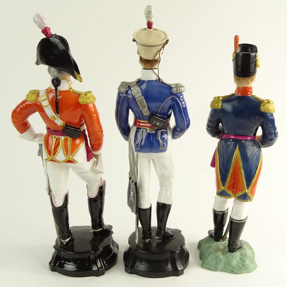 Three (3) Royal Worcester Porcelain Figurines. "Officer of the 3rd Dragoon Guards"