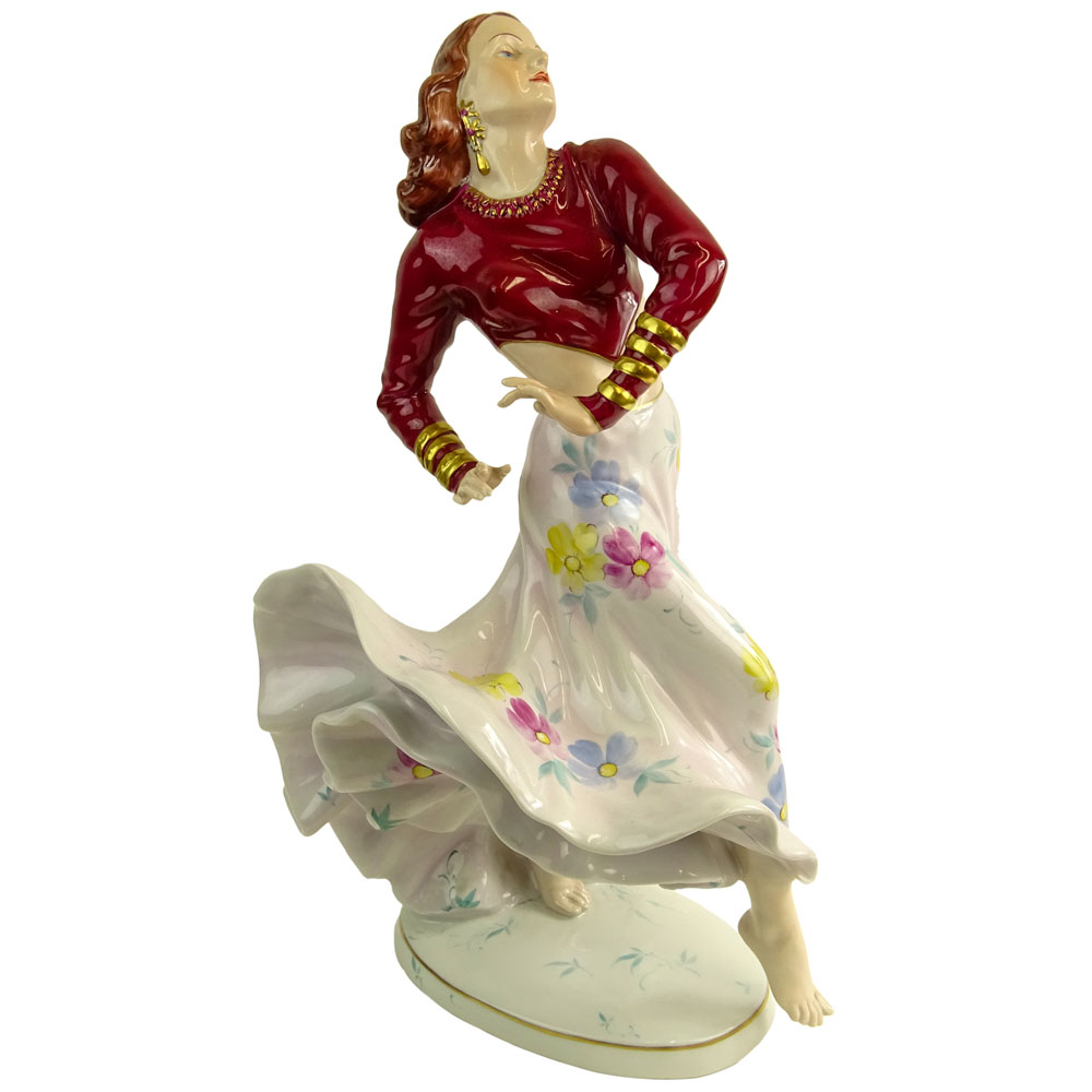Large Royal Dux Porcelain Figurine "Spanish Dancer" 
