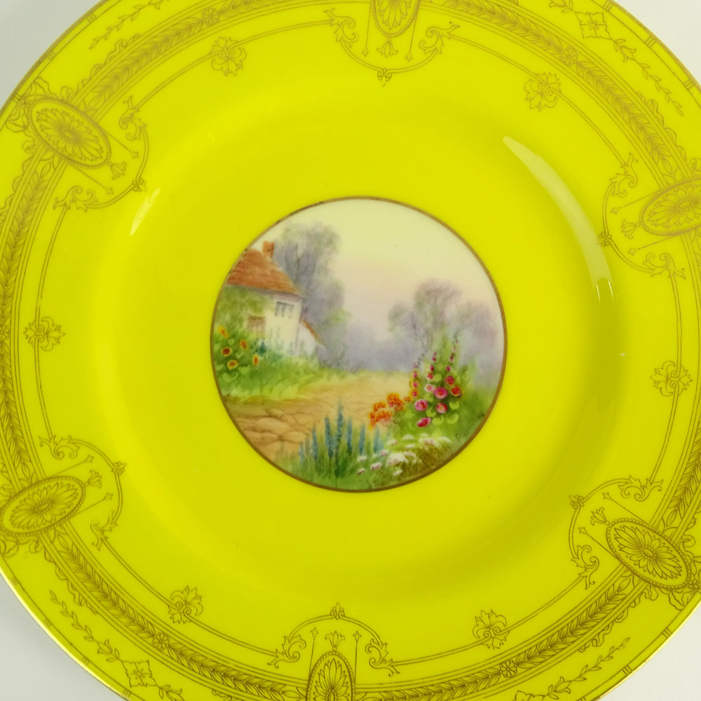 Collection of Four (4) Royal Worcester Porcelain Hand Painted Scenic Cabinet Plates.