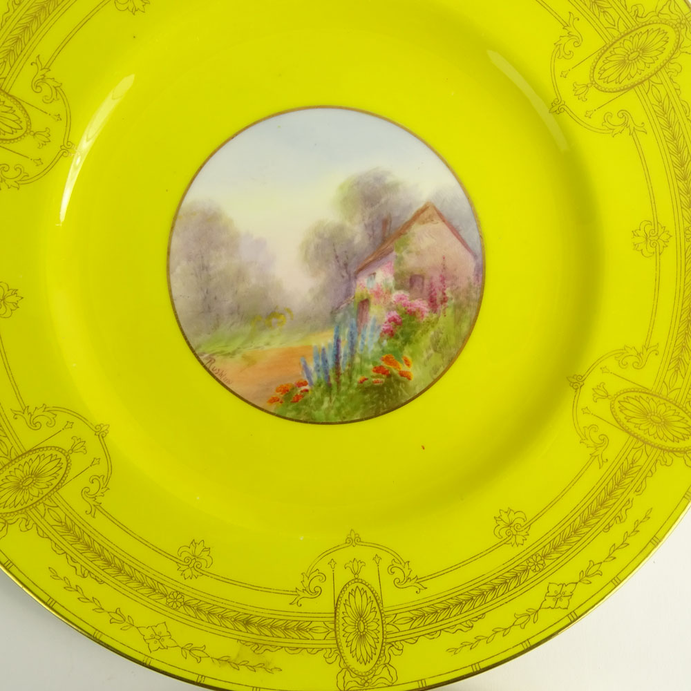 Collection of Four (4) Royal Worcester Porcelain Hand Painted Scenic Cabinet Plates.