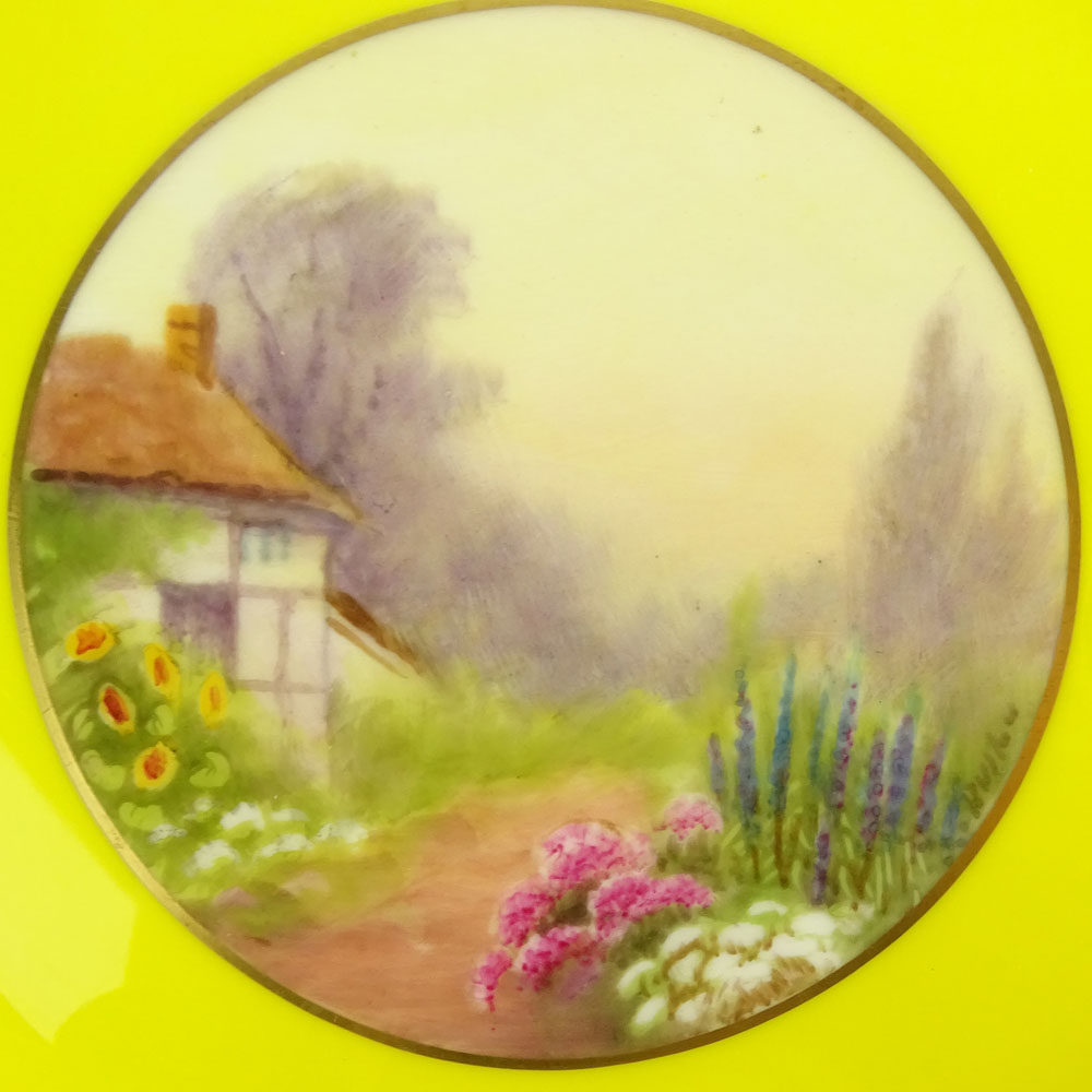 Collection of Four (4) Royal Worcester Porcelain Hand Painted Scenic Cabinet Plates.
