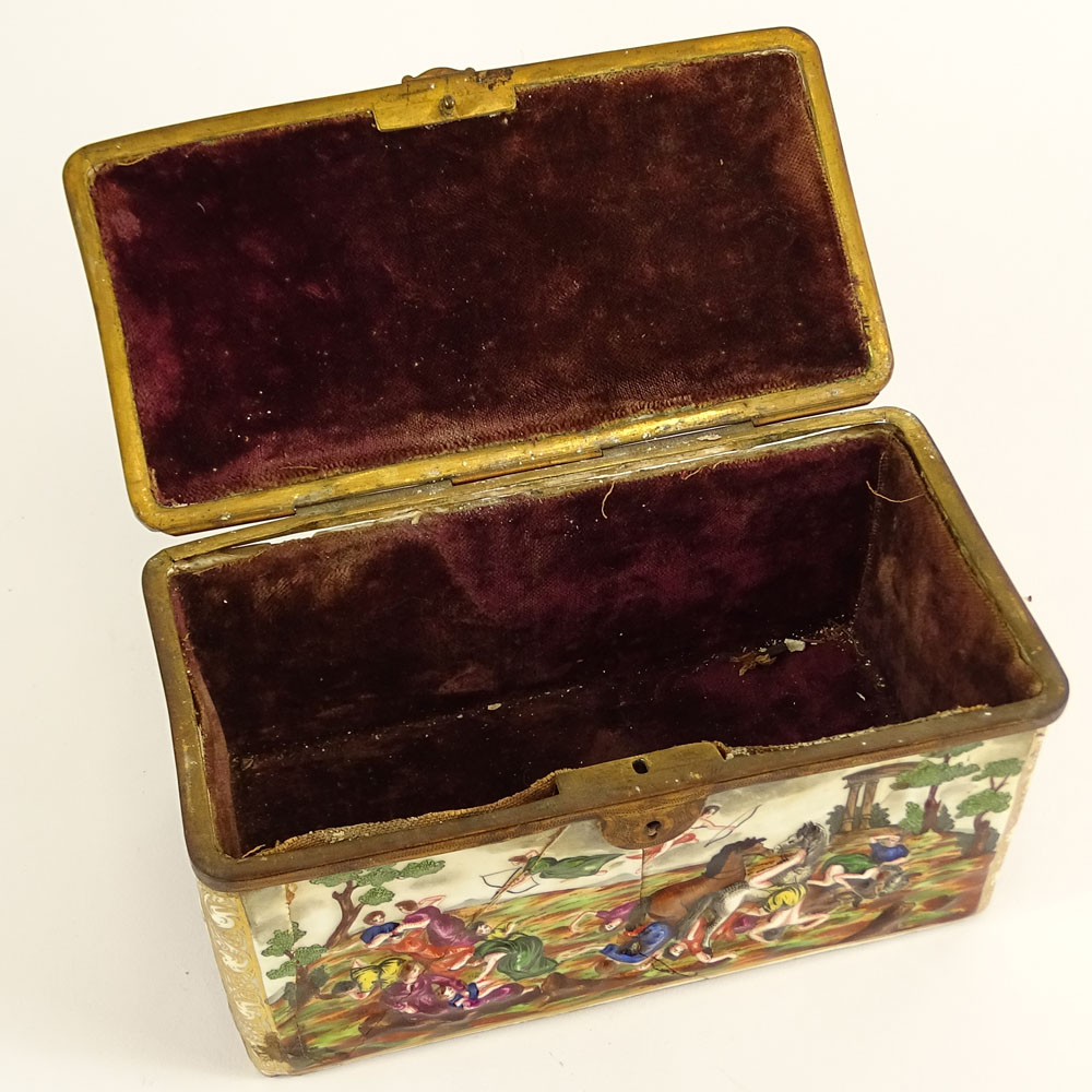 19th Century Bronze Mounted Capodimonte Porcelain Trinket Box. No visible signature.