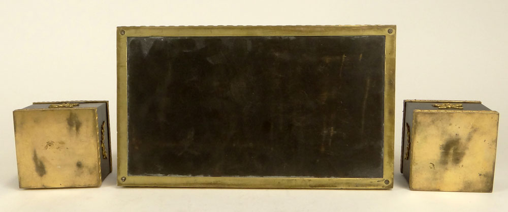 French Empire style Patinated and Gilt Bronze Inkstand.