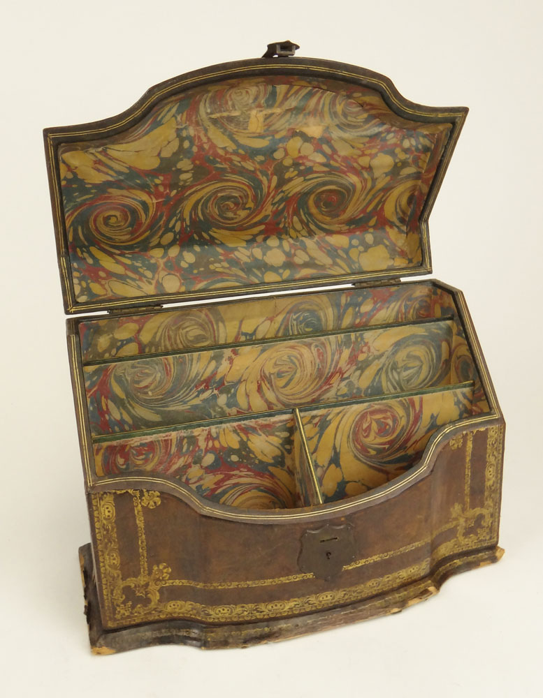 Early 20th Century Tooled Leather Stationary Box.