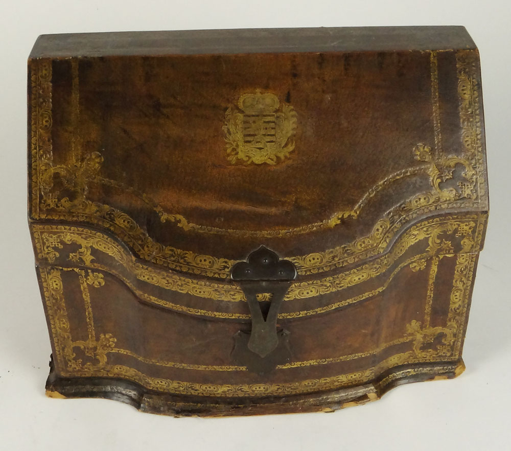 Early 20th Century Tooled Leather Stationary Box.