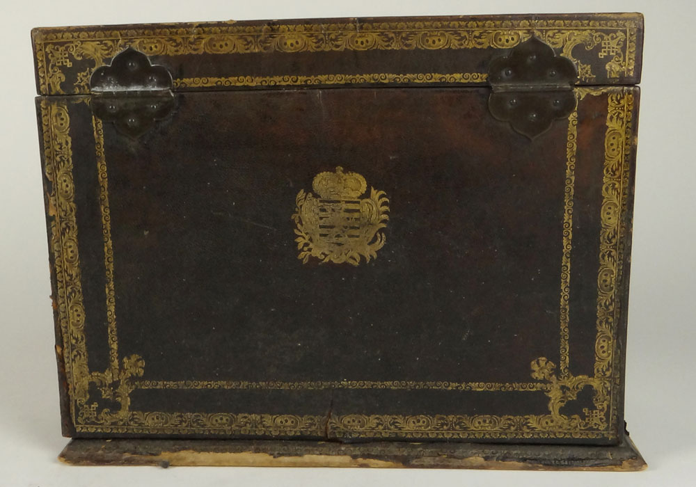 Early 20th Century Tooled Leather Stationary Box.