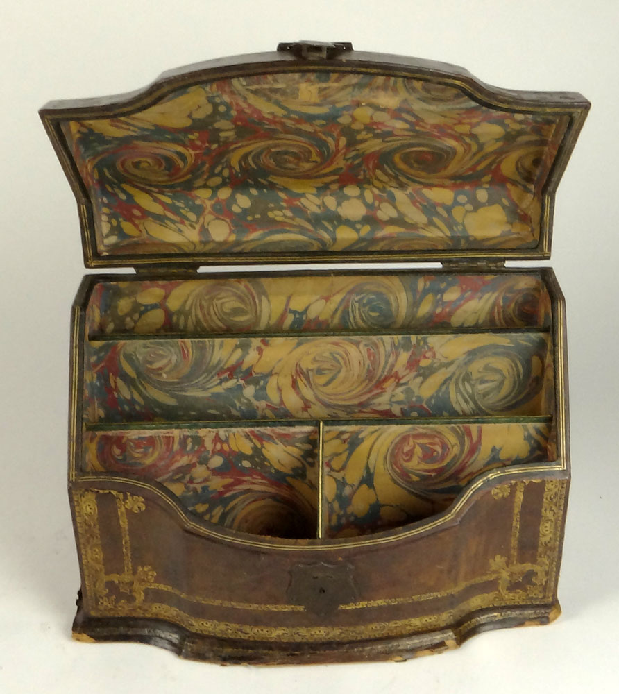 Early 20th Century Tooled Leather Stationary Box.