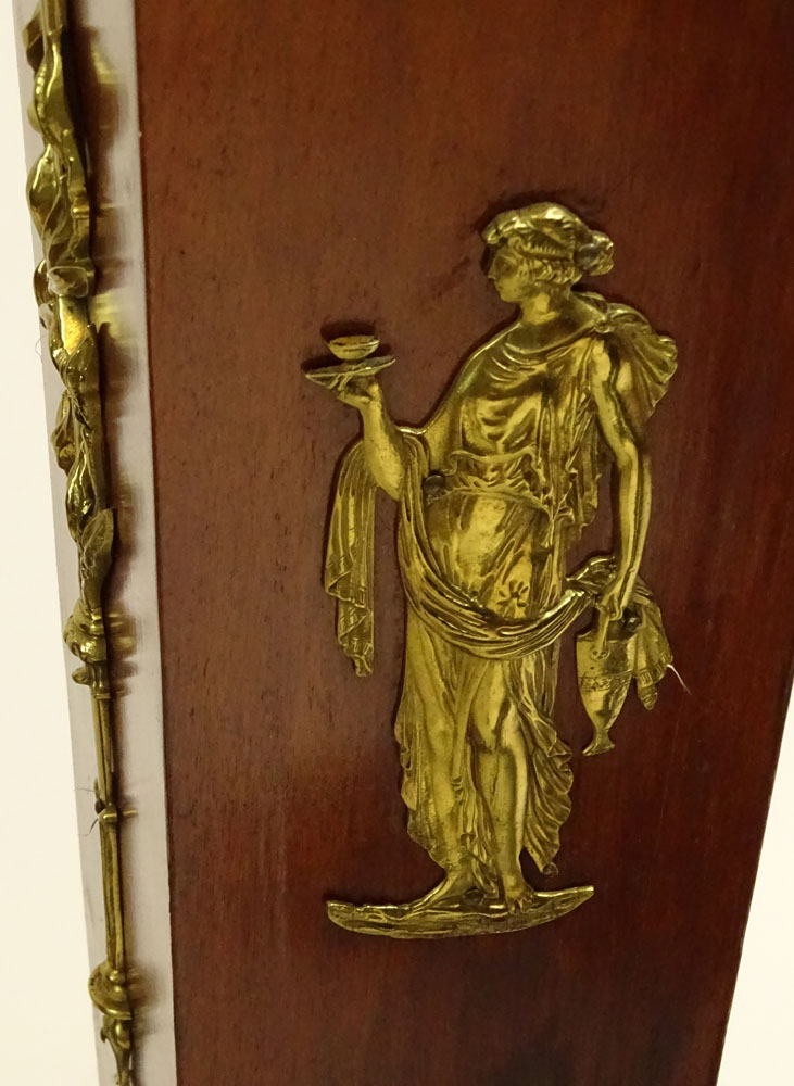 Pair of Vintage Neo-Classical Style Bronze Mounted Pedestal With Marble Top.