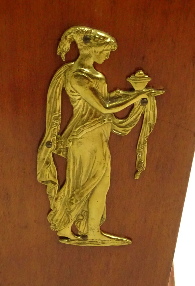Pair of Vintage Neo-Classical Style Bronze Mounted Pedestal With Marble Top.