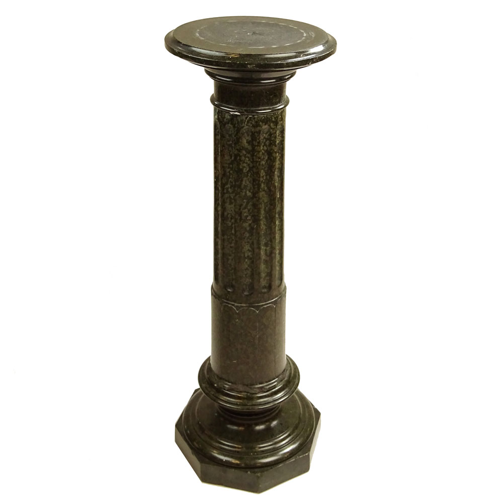 20th Century Carved Granite Pedestal. Unsigned. Surface wear and losses.