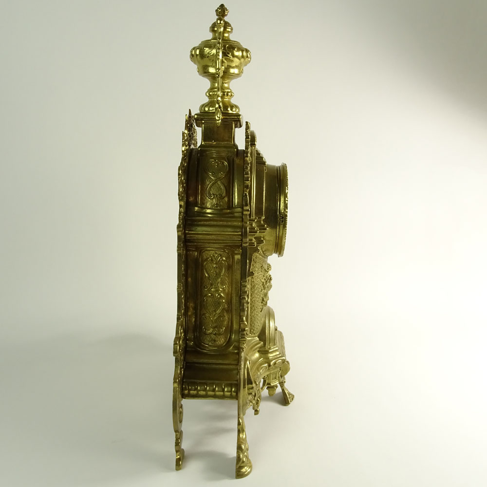 Modern Antique Style Brass Mantle Clock.