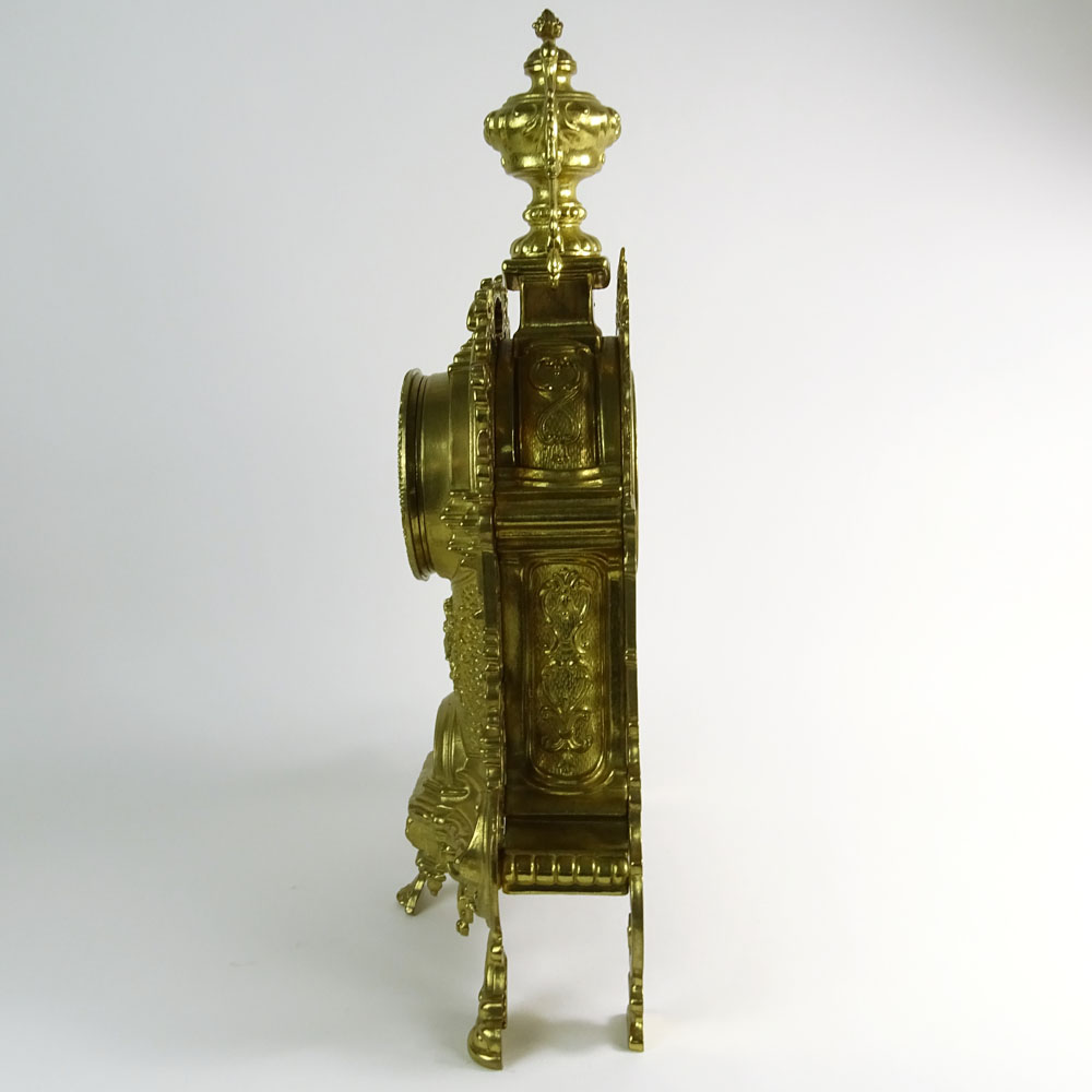 Modern Antique Style Brass Mantle Clock.