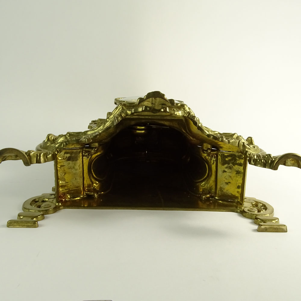 Modern Antique Style Brass Mantle Clock.