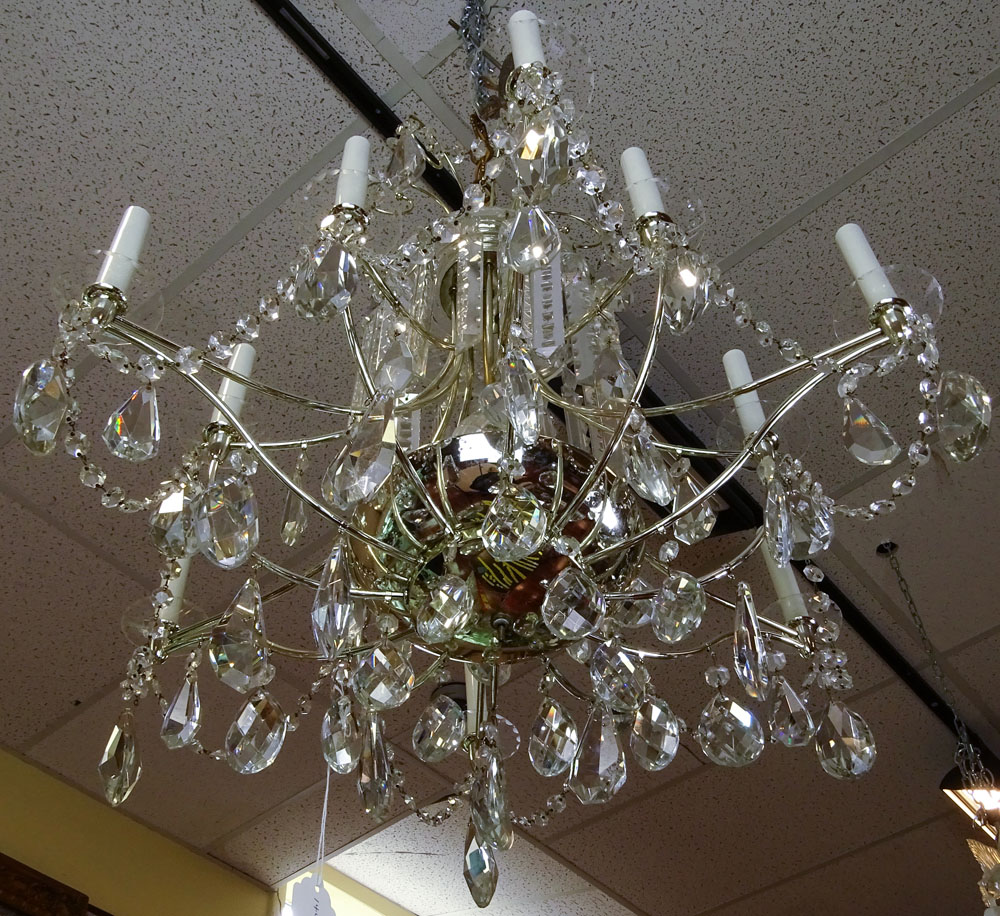 Mid 20th Century Twelve (12) Light Czech Crystal Chandelier.