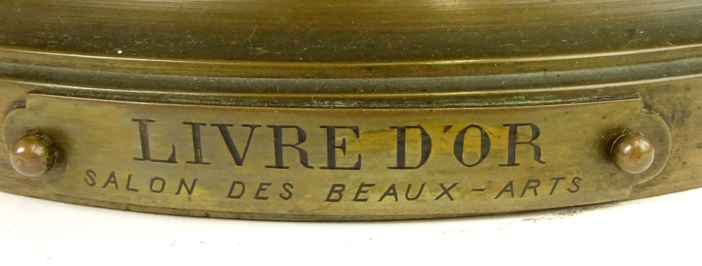 after: Mathurin Moreau, French (1822–1912) Bronze with patina and marble "Livre D'Or"